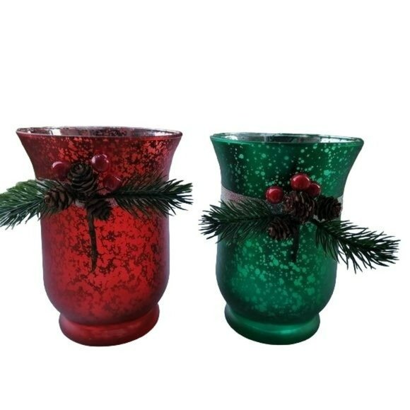 Set of Two Glass Hurricane T-Lite  Candle Holder 6in Tall - Picture 4 of 12